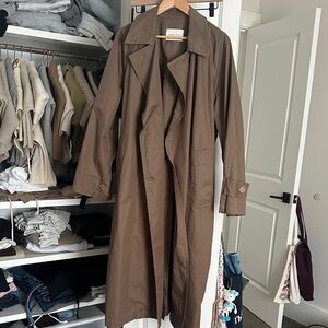 Greenish-Brown Long Trench Coat
